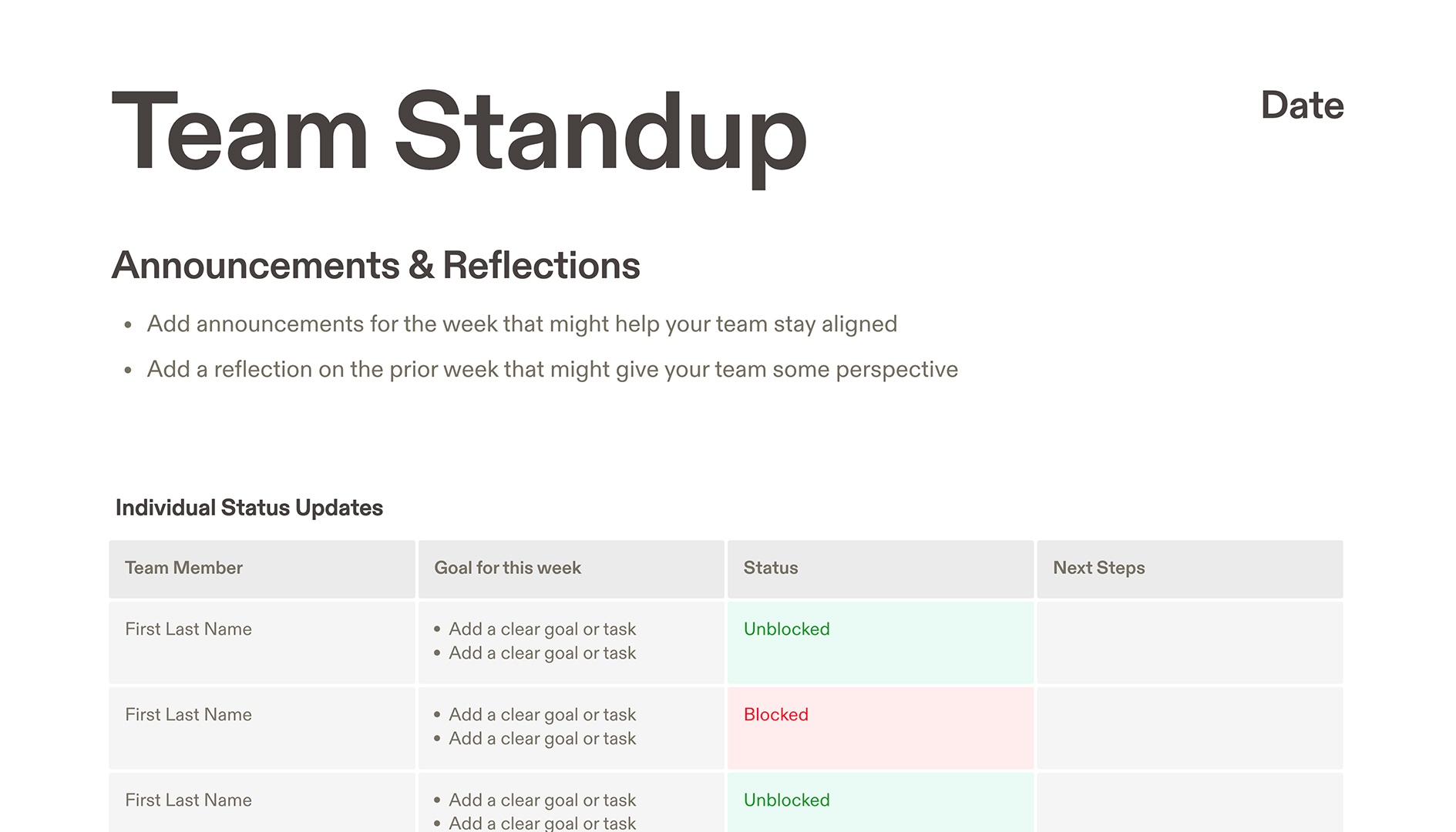 Team Standup Template – Thumbnail