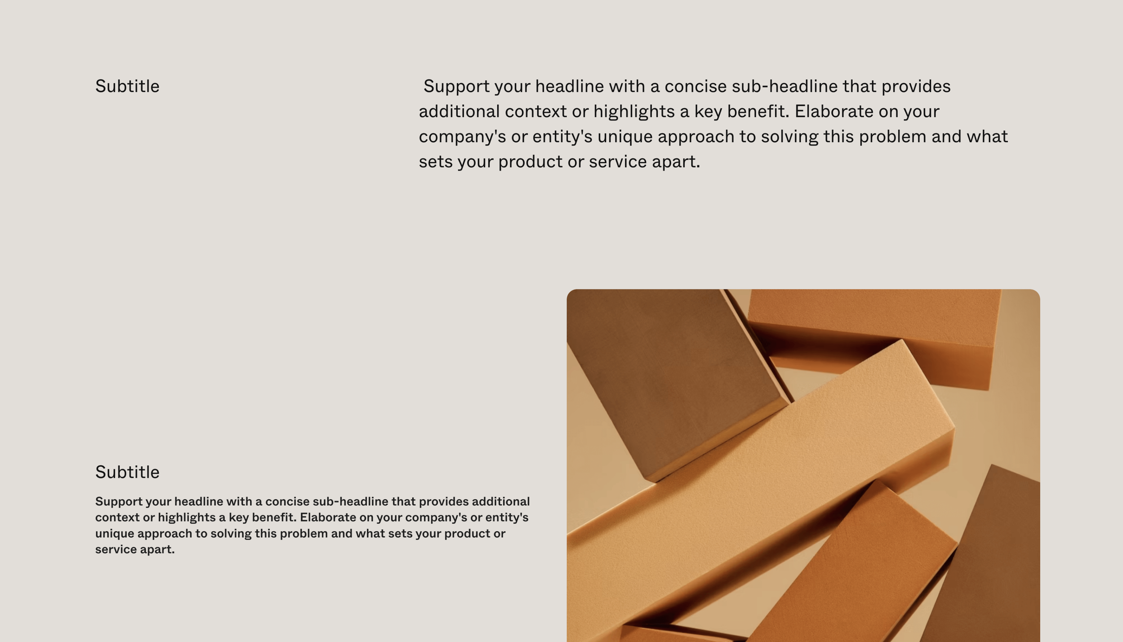 One Page Website – Sub-Headline Section